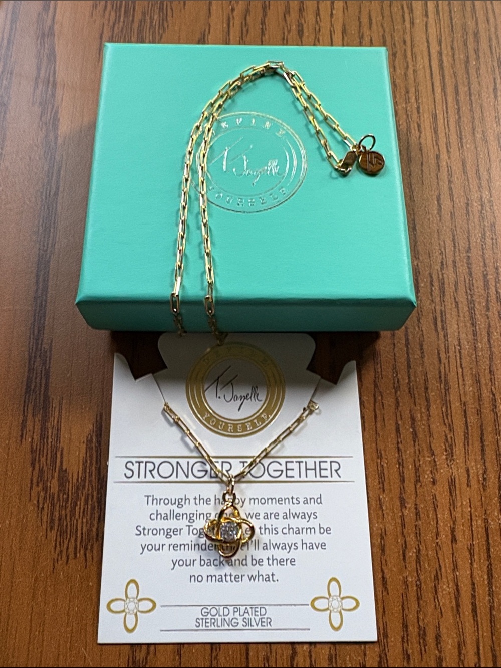 T. Jazelle Gold Plated 'Stronger Together' Pendant Necklace - Gold